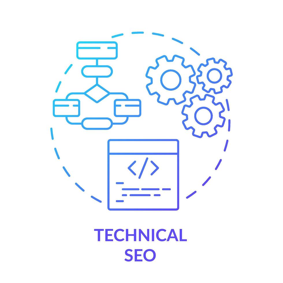 technical-seo-blue-gradient-concept-icon-improve-website-code-programming-seo-ranking-factor-abstract-idea-thin-line-illustration-isolated-outline-drawing-vector